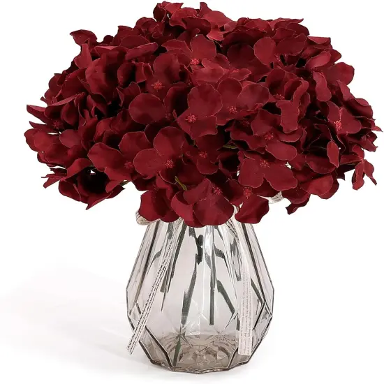 64PCS Bundles of Burgundy Hydrangea Artificial Flowers {2}
