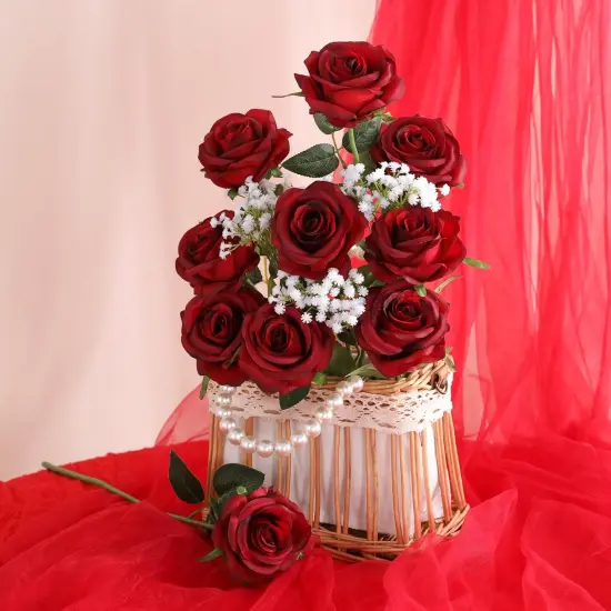 Touch Bridal Wedding Bouquet for Home Garden Party Floral Decor 10 Pcs {6}