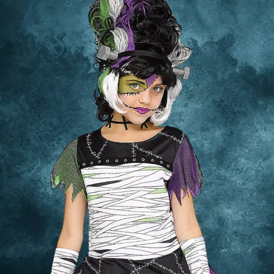Monster Bride Child Halloween Costume with Dress Headband Tights {5}