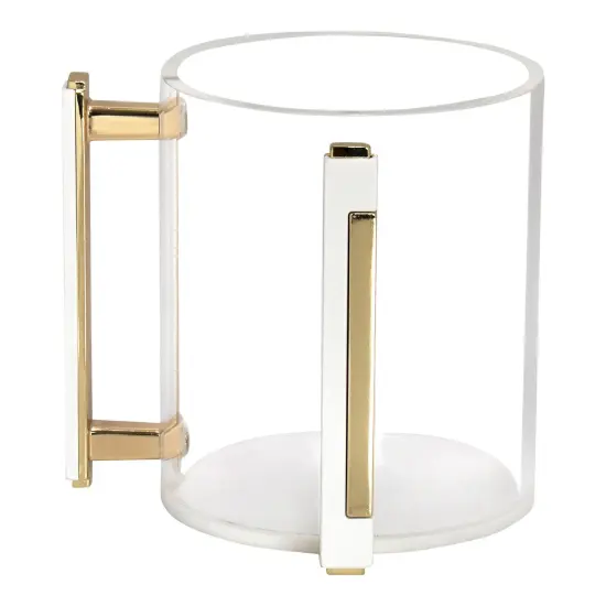 Lucite Clear Wash Cup with Gold Designed Handles {4}