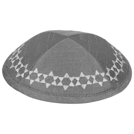 KippahGrey Embroidery Raw Silk {2}