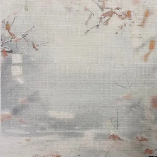 Misty Sakura Designer Printed AIDA Fabric. Canvas for embroidery with an applied backgroundKF-1372A {1}