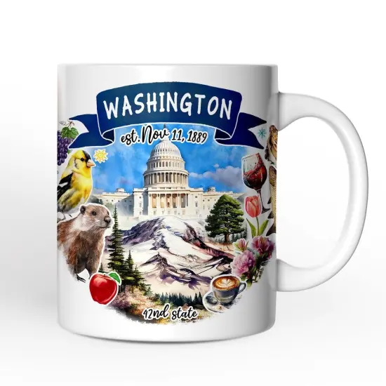 Artistic Washington State Themes and Landmarks Mug {1}