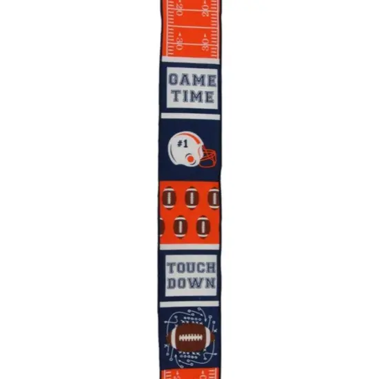 2.5" Football Block Pattern Ribbon: Navy/Orange (10 Yards) {2}