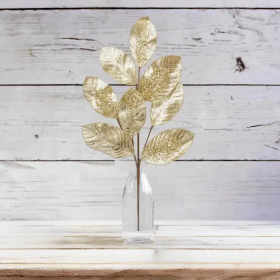 27" Metallic Magnolia Leaf Spray: Gold {2}