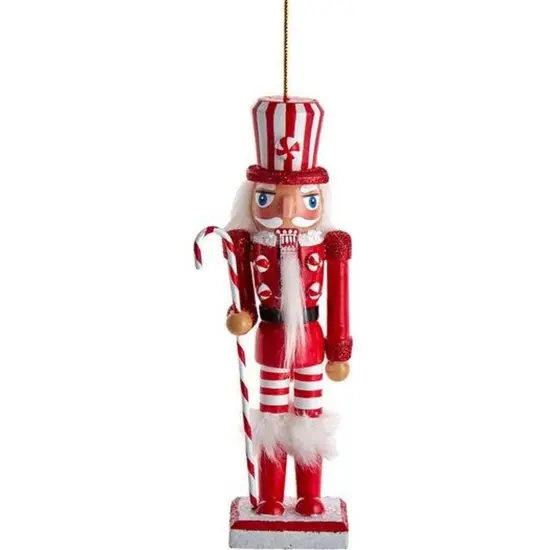 6" Wooden Peppermint Nutcracker Ornaments Red Pants {3}