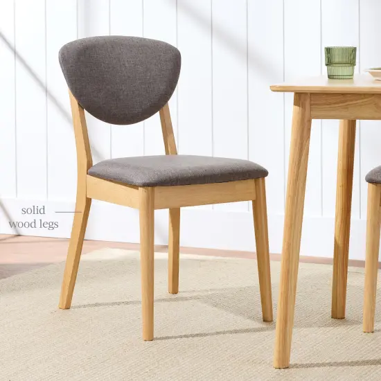 Best Choice Products 2-Piece Mid-Century Modern Wood & Upholstered Dining Chair Set Oak/Medium Gray {5}