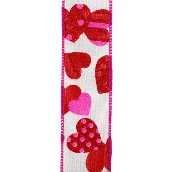 1.5" Tossed Hearts Ribbon: White (20 Yards) {2}