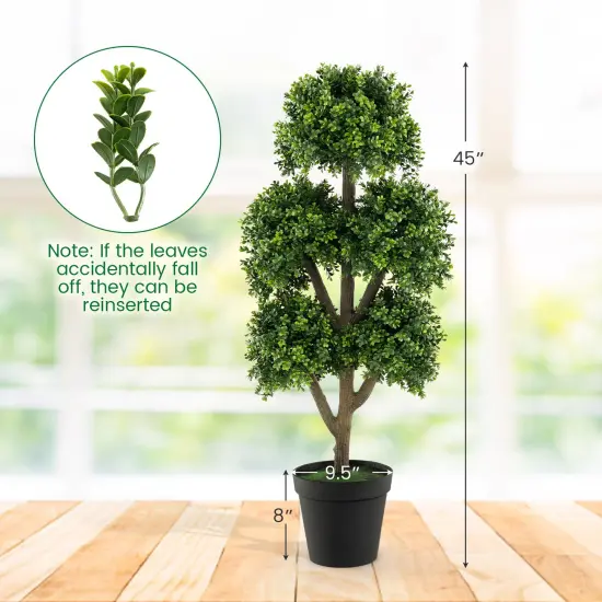 45 Inch Artificial Boxwood Topiary Ball Tree Perfect for Indoor-Outdoor Decor {5}