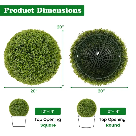 2 Pieces 20 Inch Artificial Plant Boxwood Topiary Ball Indoor and Outdoor Decoration {4}