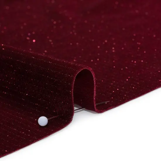 1 Yard Burgundy Glitter Stretch Polyester Velour Fabric 55 Inches Wide {2}
