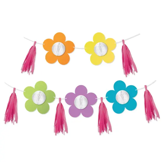 Happily Ever Elementary Retro Remix 12-Piece Bulletin Board Decorations, Groovy Flowers, Boho Tassels, and String for Classroom, Bulletin Board, Party, and Wall Decor {1}