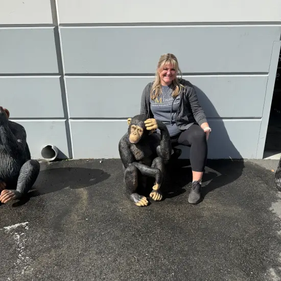 Monkey Chimpanzee Sitting Life Size Statue {3}