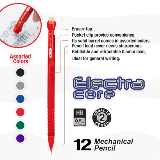 BAZIC 0.5 mm Electra Core Mechanical Pencil (12/Pack) {3}