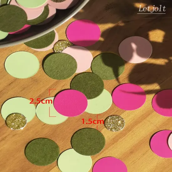 Pink Confetti Glitter Party Table Decorations Confetti Hawaii Girls Party Supplies Golden Green Scatter Paper Craft for Birthday Bridal Baby Shower Wedding Gift Circle Dots Decor 100 Pcs {2}