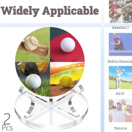 2Pcs Acrylic Baseball Holder Display Case Display for Balls Suitable for Baseball, Golf Softball, Tennis Ball Spheres, Thanksgiving Pumpkin Ball, Wooden Eggs Clear Baseball Stand {3}