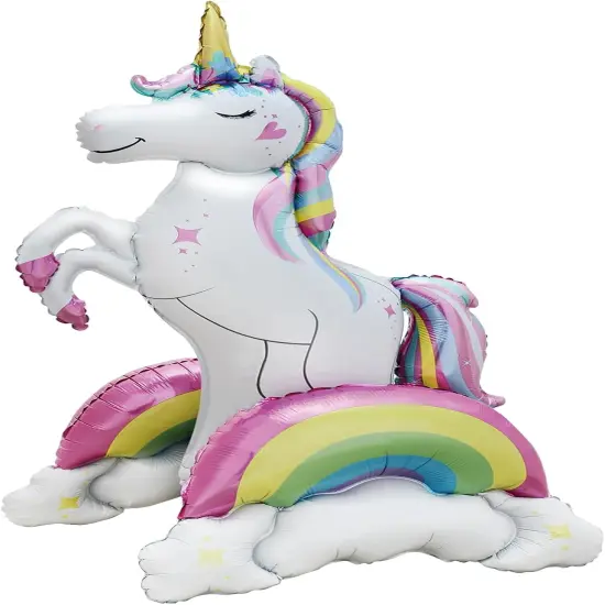 Giant Standing Unicorn Mylar Foil Balloon, 3D Magical Rainbow Cloud Unicorn Party Balloons, Girls Birthday Wedding Baby Shower Decorations Party Supplies {1}
