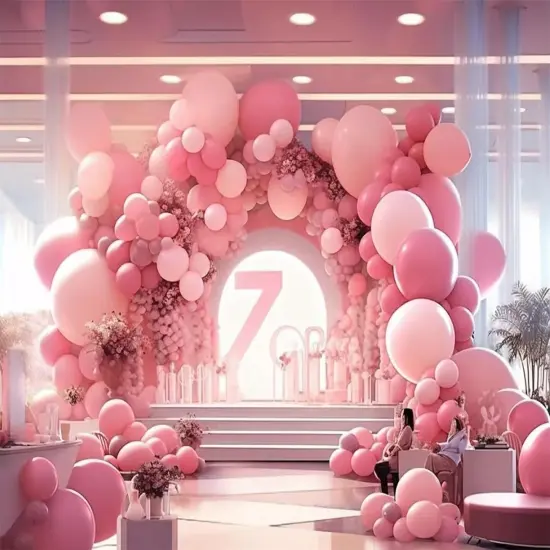 146Pcs Retro Rose Baby Pink Champagne White Sand Balloons Garland Arch Kit, Latex Balloons Different Sizes 18 12 10 5 Inch for Party Decorations, Wedding Backdrop, Birthday, Graduation {3}