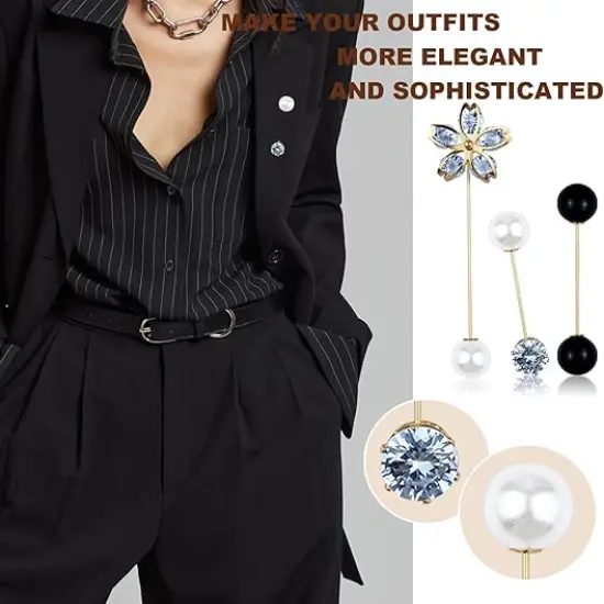 22 Pieces Retro Pearl Brooch Pins, Pant Waist Tightener Safety Pins for Sweater Shawl Cardigan Collar Dress Shirt Jeans, Fashion Decoration Accessories for Women Girls {3}