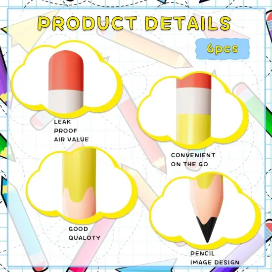 6 Pcs 27.6 Inch Pencil Balloons Multicolor {2}