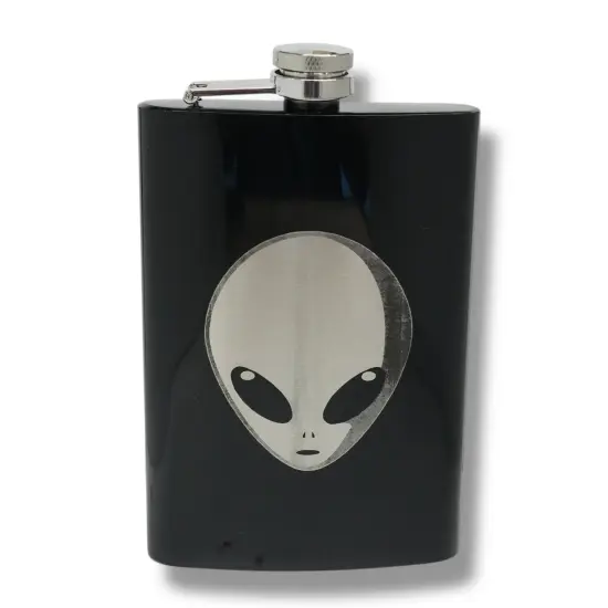 8oz BLACK Alien Flask {1}