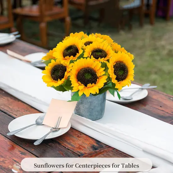 10 Pcs 4 Inch Artificial Sunflowers with Stems Bouquet {4}