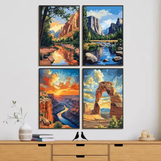 4 Pack Framed Paint by Numbers Kit,Home Wall Decor Gift 8x12 inch {2}