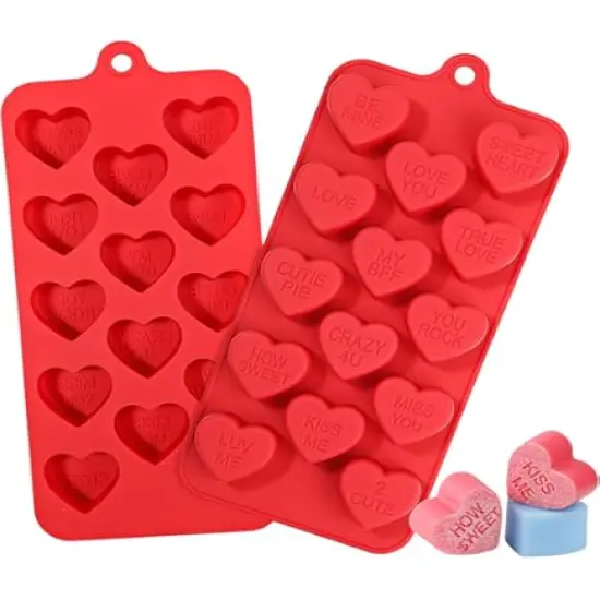Hearts with Words Silicone Mold Flexible Candy, Chocolate & Jelly Mold with Romantic Messages {4}
