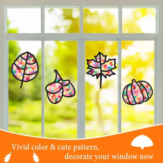 2 PCS Extra Large Thanksgiving Fall Leaves for Craft Suncatchers Kit {2}