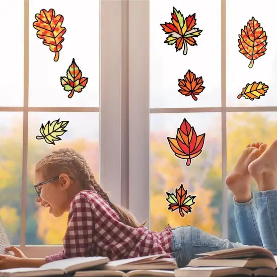 12 Pack Maple Leaf Craft for Kids Make You Fall Own Stained Glass {3}