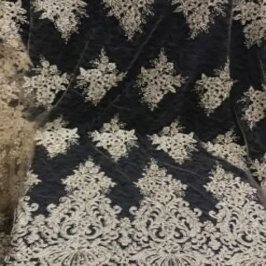 1 Yard Metallic Silver Corded Lace Fabric Sheer Lightweight Material 55 Inch Width {4}