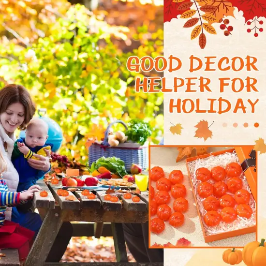 150 Pcs Fall Artificial Pumpkin Table Centerpiece {3}
