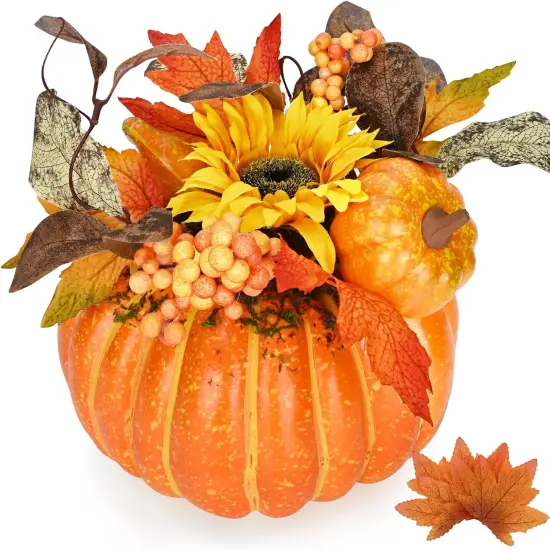 Fake Pumpkin Fall Centerpieces for Tables {4}