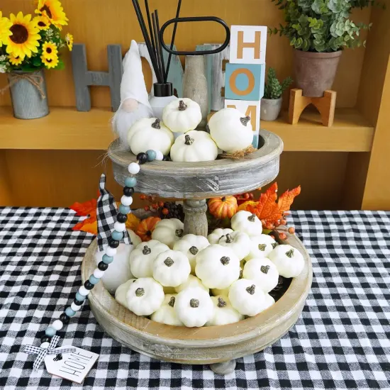 48 Pcs Fall White Fake Pumpkins Tabletop Display {3}