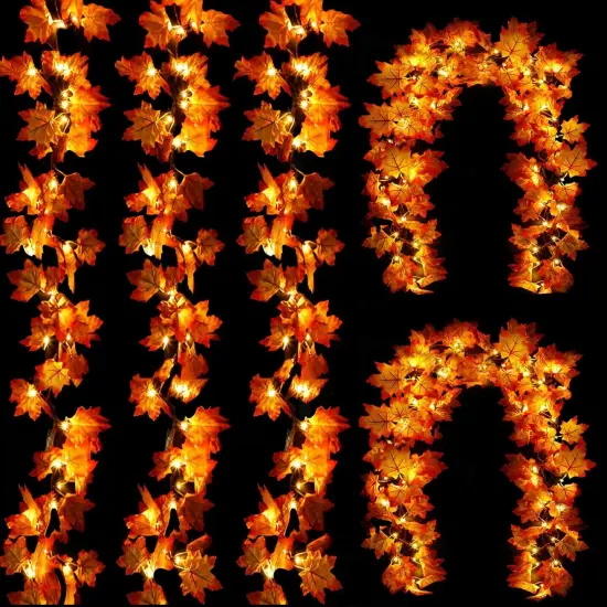 5 Pack Fall Garland with Lights - 50 Ft 100 LED {1}