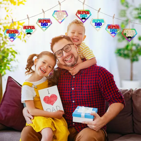 Wooden DAD Ornaments to Paint Father's Day Birthday Party Decoration Cutouts Unfinished 24PCS 3.5 x 3 inches, DIY Blank Unfinished Wood Daddy Ornament for Home Crafts Hanging Father Day Decoration {3}
