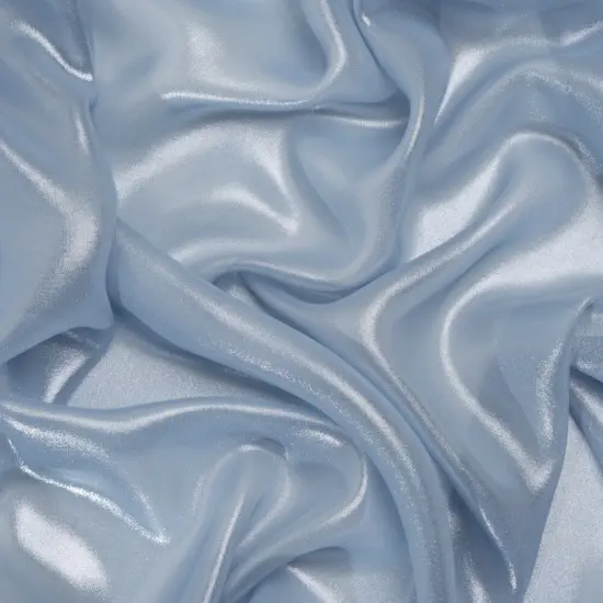 1 Yard Liquid Sheen Metallic Polyester Chiffon Sheer Silver on Blue Fabric 60" Width {2}