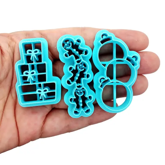 Christmas Shape Clay Cutters, 3 pc, Stacks of Ornaments Gifts & Gingerbread, Adorabilities {3}