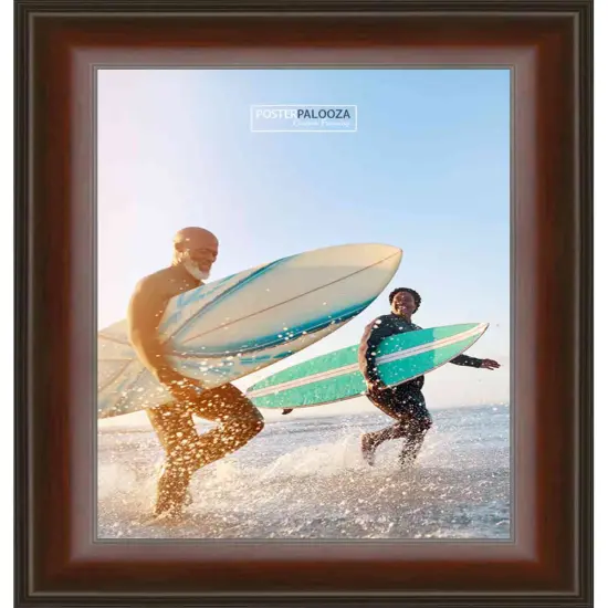 Photo Size Linear Brown Picture Frame - UV Acrylic, Foam Board Backing, Hanging Hardware {4}