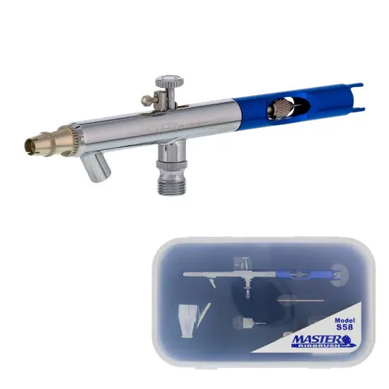 Master Performance S58 Multi-Purpose Precision Dual-Action Siphon Feed Airbrush, 0.35 mm Tip, 3/4 oz Bottle, 1/6 oz Color Cup, Cutaway Handle {1}