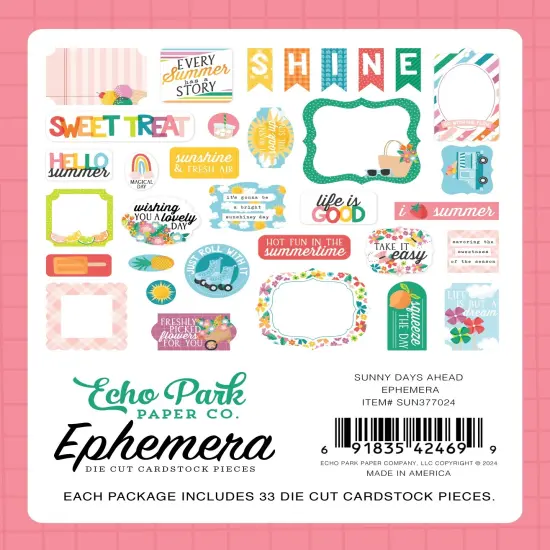 Echo Park Cardstock Ephemera-Icons, Sunny Days Ahead {4}