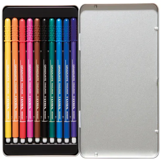 Lyra Graduate Fineliner Marker Tin 10/Pkg-Assorted Colors {4}