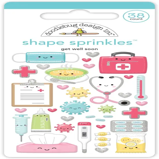Doodlebug Sprinkles Adhesive Enamel Shapes-Get Well Soon {1}