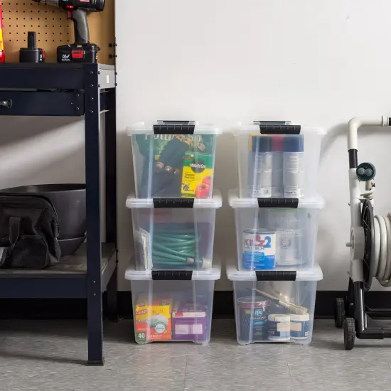 IRIS USA 20 Qt. Plastic Storage Bins with Lids, Clear, Latching, Stackable, Totes 6Pk {2}