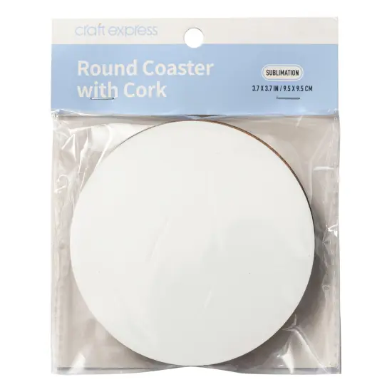 Craft Express Round Coaster-White, 3.5", 4 pack {1}