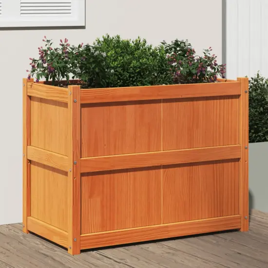 vidaXL Garden Planter Wax Brown 35.4"x19.7"x27.6" Solid Wood Pine {1}