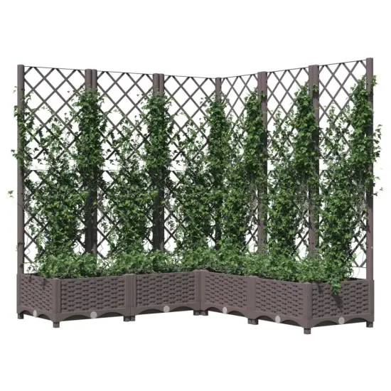 vidaXL Garden Planter with Trellis Brown 47.2x47.2x47.8 PP {3}