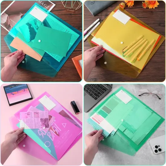 A4 Plastic Folders - Clear Envelopes with Snap Closure {3}