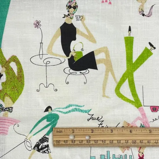 1 Yard Mademoiselle White Printed Linen Elegant Apparel Fabric 58" Width {1}