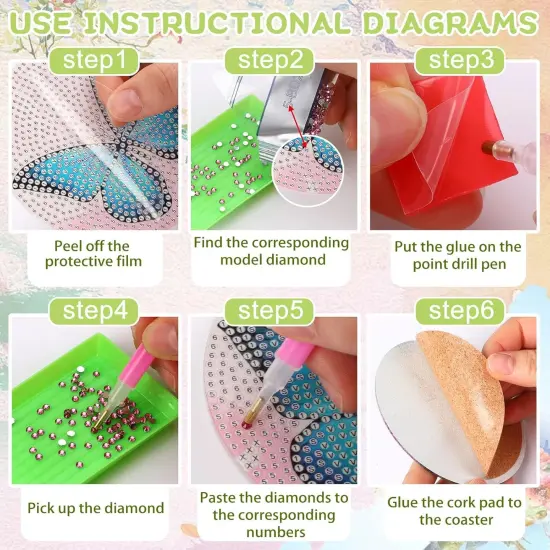 8Pcs Diamond Art Painting Coasters - Butterfly {2}